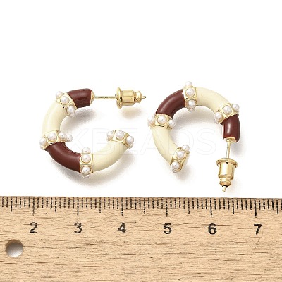Brass C-Shaped Stud Earrings LS-EJEW-A121-09G-1