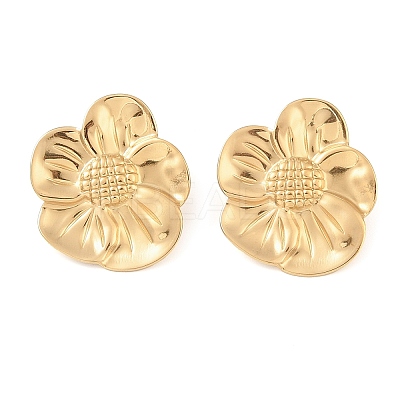 Flower 304 Stainless Steel Stud Earrings for Women EJEW-Z065-12G-01-1