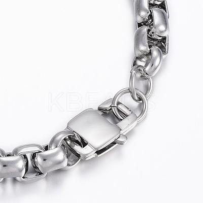 Tarnish Resistant 304 Stainless Steel Box Chain Bracelets BJEW-H508-07P-1