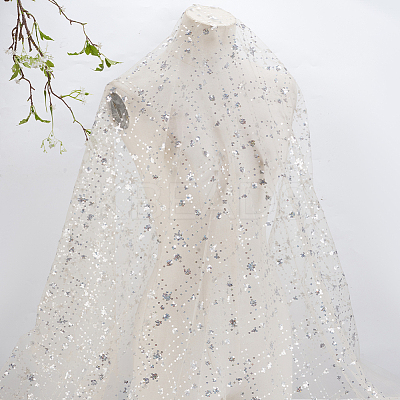 Sequin Polyester Lace Fabric DIY-WH0622-147A-1