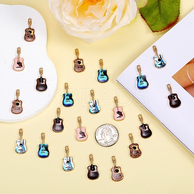 30Pcs 5 Colors Rack Plating Golden Tone Alloy Pendants ENAM-SZ0004-06-1