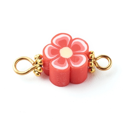Flower Polymer Clay Links Connectors PALLOY-JF00716-1