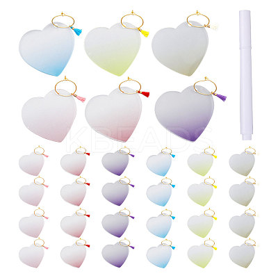 30Pcs 6 Color Gradient Transparent Acrylic Disc Wine Glass Charms AJEW-AB00013-1