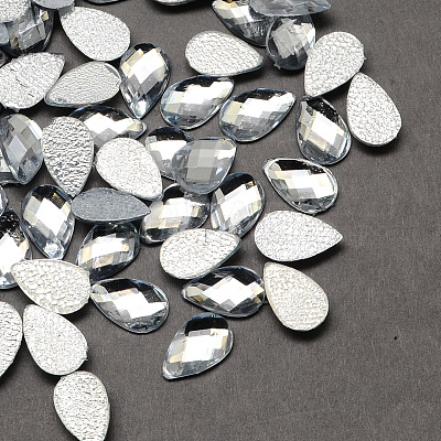 Transparent Faceted teardrop GACR-Q007-25x18mm-01-1