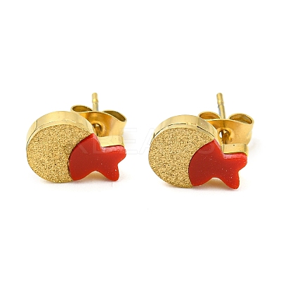 Acrylic Fish Stud Earrings EJEW-P233-02G-1