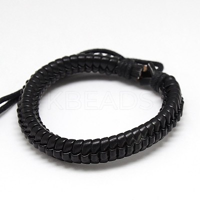 Trendy Unisex Casual Style Leather Wrapped PU Leather Bracelets BJEW-L308-14-1