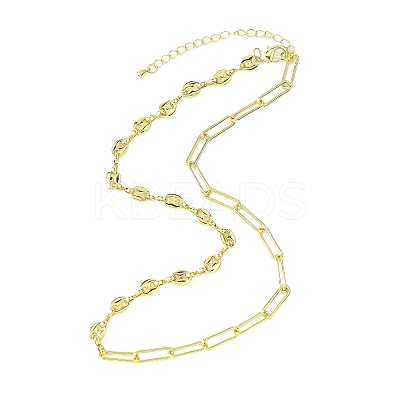 Brass Paperclip Chain Coffee Bean Chain Necklaces NJEW-JN05578-1