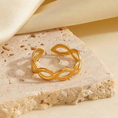 304 Stainless Steel Criss Cross Open Cuff Rings LS-RJEW-M072-14G-1