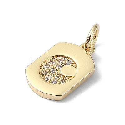 Moon Theme Brass Micro Pave Clear Cubic Zirconia Charms KK-H475-57G-10-1