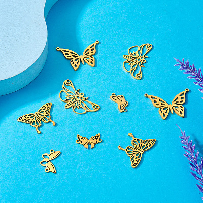 12Pcs 6 Styles 201 & 304 Stainless Steel & Stainless Steel Connector Charms STAS-TA0001-86-1