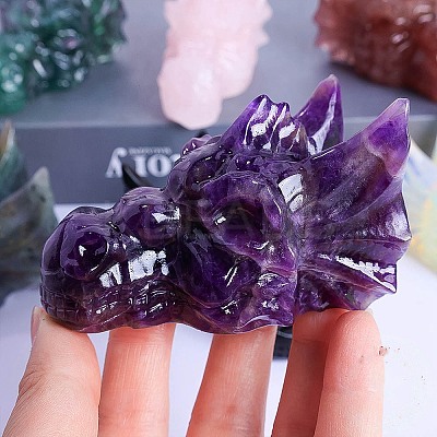 Natural Amethyst Carved Dragon Head Figurines PW-WGCF919-06-1