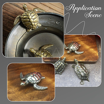 2Pcs Brass Turtle Display Decorations AJEW-SP0004-98-1