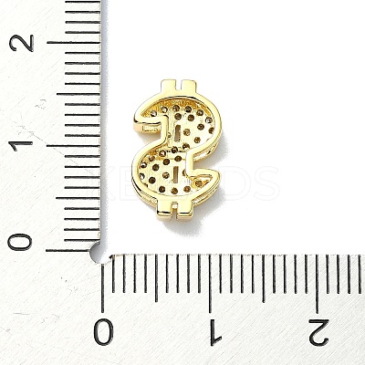 Rack Plating Brass Micro Pave Clear Cubic Zirconia Dollar Sign Multi-Strand Links KK-B084-22G-1