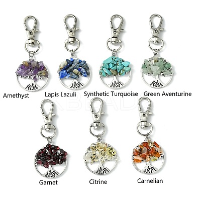 Flat Round with Tree of Life Tibetan Style Alloy Pendant Decorations HJEW-JM01743-02-1