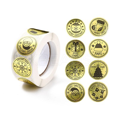 Christmas Themed Flat Round Roll Stickers DIY-B045-12-1
