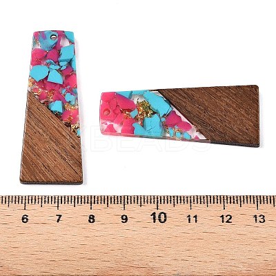 Opaque Resin & Walnut Wood Pendants RESI-T058-04I-1