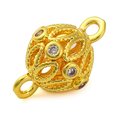 Brass Micro Pave Clear Cubic Zirconia Connector Charms KK-A230-06E-G-1