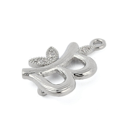 Brass Crystal Rhinestone Letter Links Connector Charms KK-S395-06P-B-1