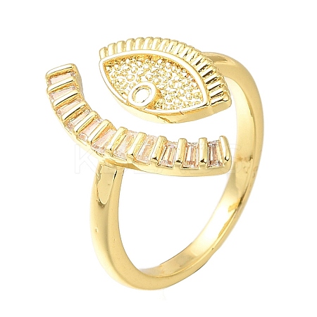 Eye Rack Plating Brass Micro Pave Cubic Zirconia Open Cuff Rings for Women RJEW-M022-23G-1