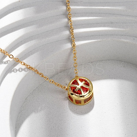 Brass Pave Cubic Zirconia Birth Stone Constellation Pendant Cable Chain Necklaces NJEW-D334-01G-05-1