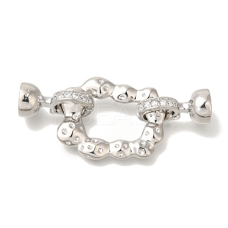 Brass Micro Pave Clear Cubic Zirconia Fold Over Clasps KK-K389-026P-1