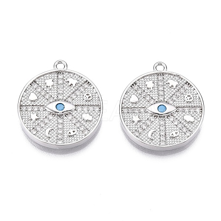 Brass Micro Pave Cubic Zirconia Pendants KK-S356-012P-NF-1
