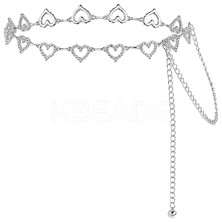 1Pc Alloy Crystal Rhinestone Heart Link Waist Belts Chains AJEW-UN0002-21P-1