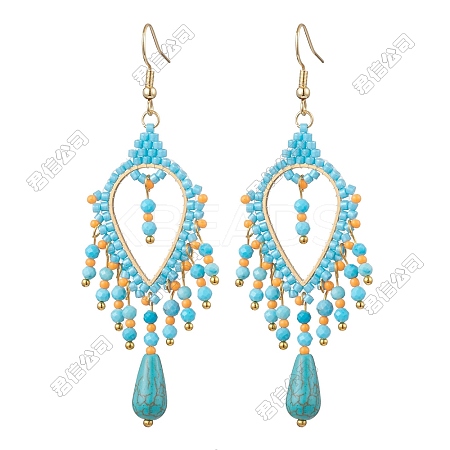 Bohemian Handmade Glass Beads Teardrop Chandelier Earrings EJEW-FS00084-1