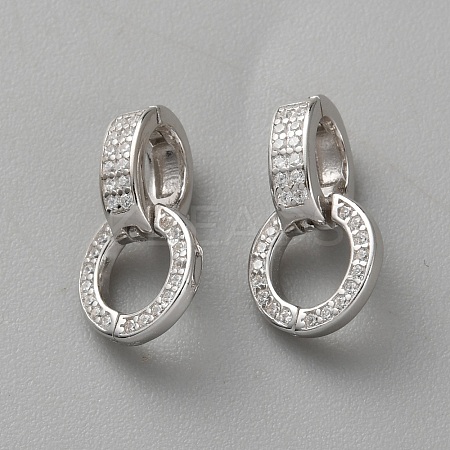 925 Sterling Silver Pave Cubic Zirconia Twister Clasps STER-WH0027-07A-P-1