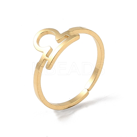 Real 18K Gold Plated 304 Stainless Steel Adjustable Finger Ring RJEW-L115-01G-10-1
