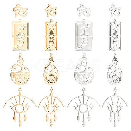 DICOSMETIC 16Pcs 8 Style 201 Stainless Steel Laser Cut Pendants STAS-DC0009-93-1
