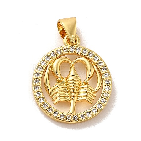 Zodiac Theme Brass Micro Pave Cubic Zirconia Pendants KK-M273-05A-G-1