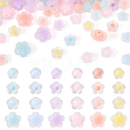 200Pcs 4 Styles Frosted Transparent Acrylic Beads OACR-TA0003-54-1