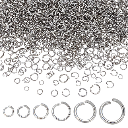 1200Pcs 6 Styles Tarnish Resistant 304 Stainless Steel Open Jump Rings STAS-ME0002-13-1