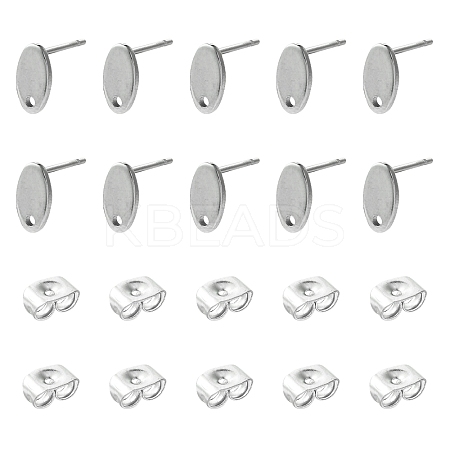 10Pcs 201 Stainless Steel Stud Earring Findings with Hole EJEW-FS0001-14B-1