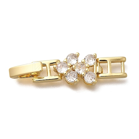 Brass Micro Pave Clear Cubic Zirconia Fold Over Clasps KK-Q043-21G-1