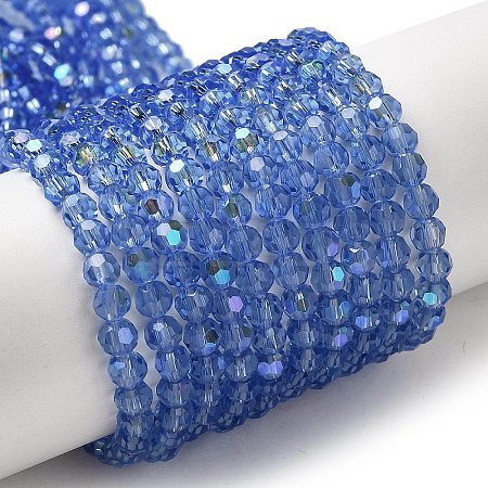 Electroplate Transparent Glass Beads Strands EGLA-A035-T4mm-L14-1
