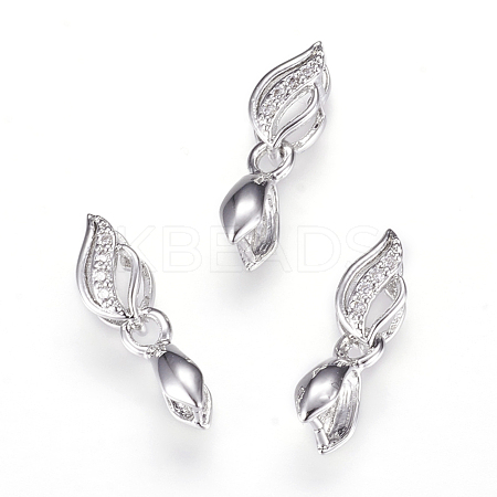 Long-Lasting Plated Brass Micro Pave Cubic Zirconia Ice Pick Pinch Bails X-ZIRC-F063-03P-1