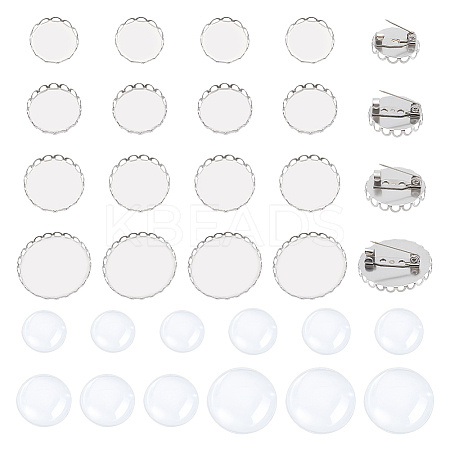 DIY Blank Dome 304 Stainless Steel Brooch Making Kit DIY-UN0056-14-1