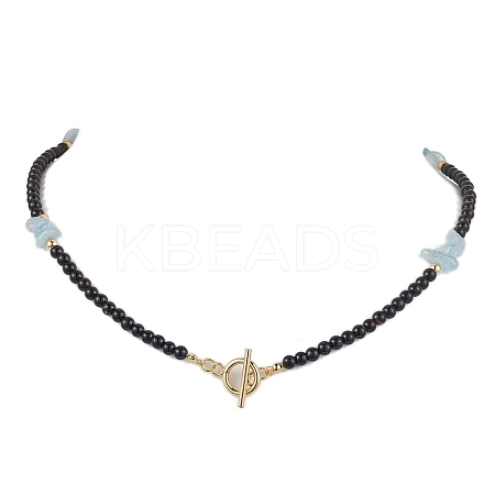Natural Black Onyx Necklace NJEW-JN04892-1