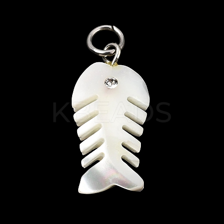 Natural White Shell & Crystal Rhinestone Pendants SH-CBAC52B-01E-1