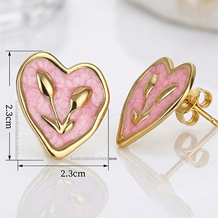 304 Stainless Steel Enamel Stud Earrings WG2A80C-01-1