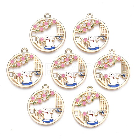 Rack Plating Alloy Enamel Pendants ENAM-N055-077-1