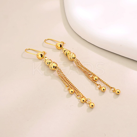 Brass Round Tassel Hoop Earrings XU1171-1-1