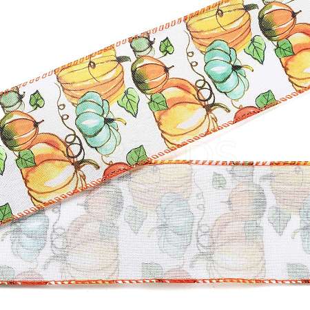 5 Yards Thanksgiving Day Printed Polyester Wired Ribbon LS-OCOR-K009-01A-1