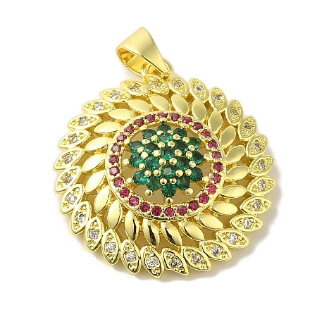 Brass Micro Pave Colorful Cubic Zirconia Pendants KK-Z042-20G-01-1