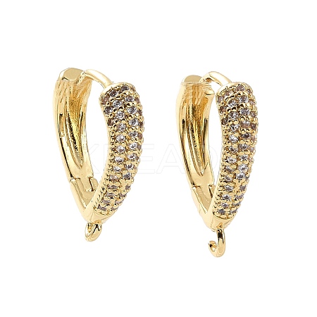 Brass Micro Pave Clear Cubic Zirconia Hoop Earring Findings ZIRC-F133-12G-1