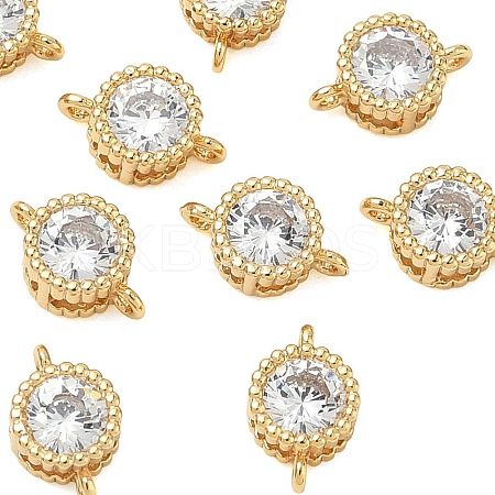 SHEGRACE Brass Pave Clear Cubic Zirconia Flat Round Connector Charms XGRQ3D730-500G-1