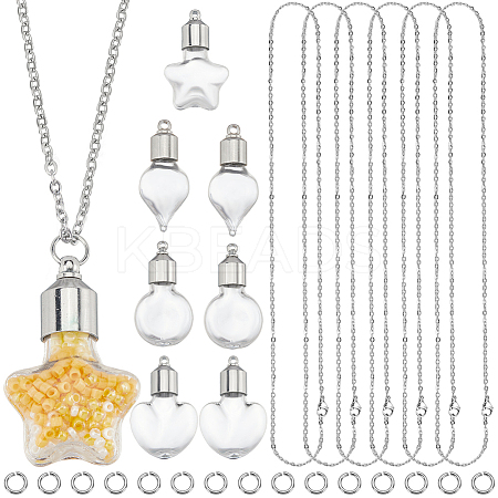 36Pcs 6 Styles Clear Glass Bottle Pendants GLAA-SC0002-35-1