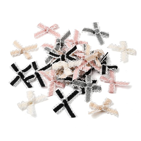 Polyester Bowknot with Lace Sew on Ornament Accessories DIY-C085-07-1